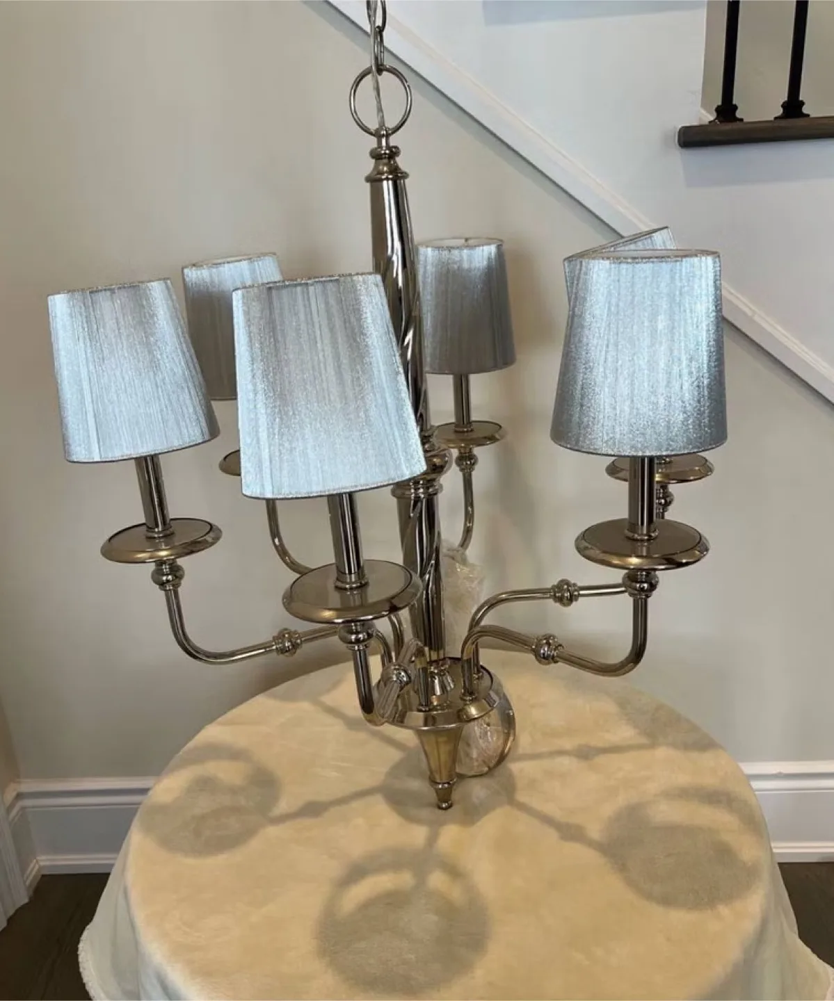 Silver Chandelier with 6 Shades thumbnail