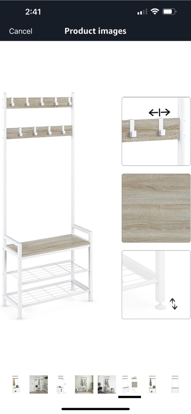 Coat Rack Shoe Rack Bench and Hall Tree Entryway - photo 5
