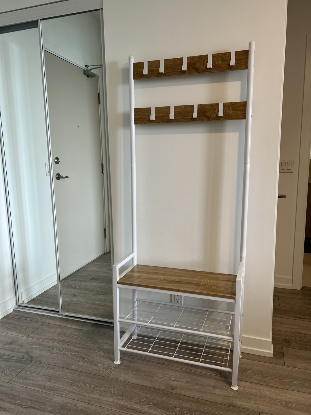 Coat Rack Shoe Rack Bench and Hall Tree Entryway