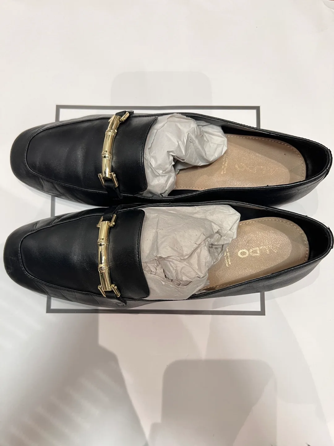 ALDO Black Leather Loafers- US7 image indicator(2)