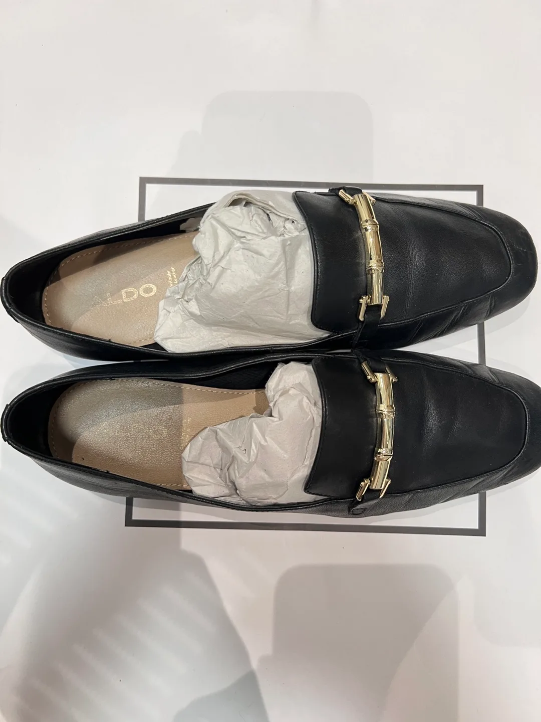 ALDO Black Leather Loafers- US7 image indicator(4)