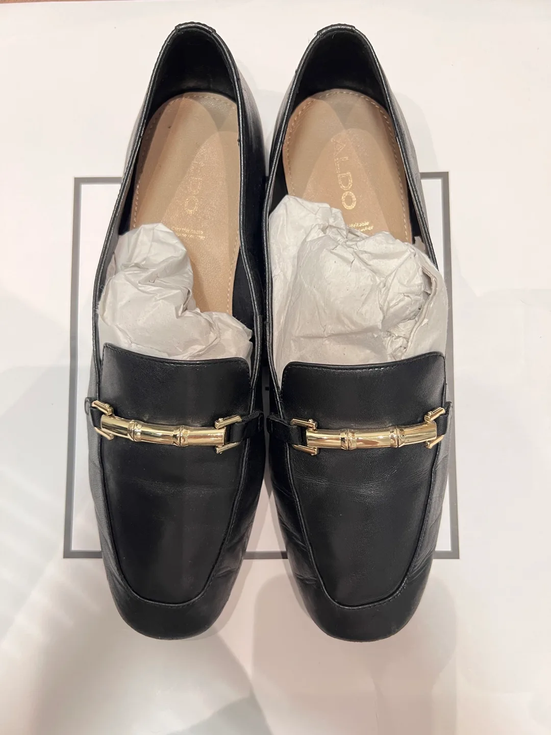 ALDO Black Leather Loafers- US7 image indicator(3)
