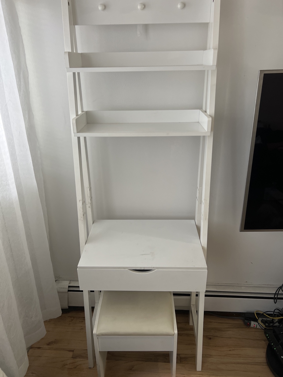 White Vanity Desk with Stool