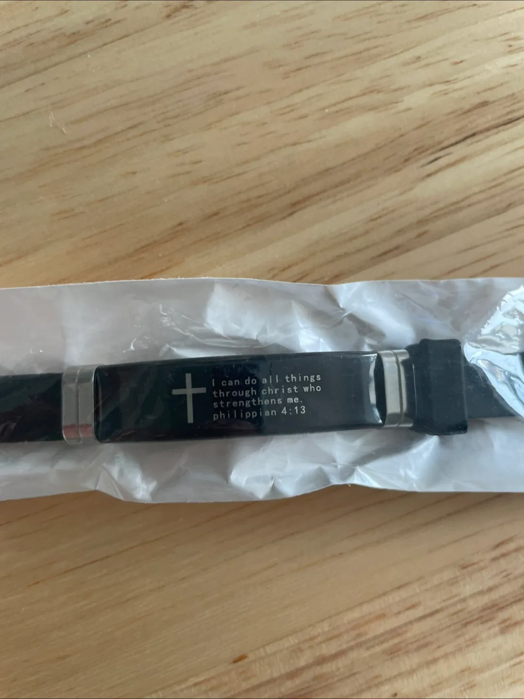 Christian Black Bracelet - Philippians 4:13 Verse thumbnail