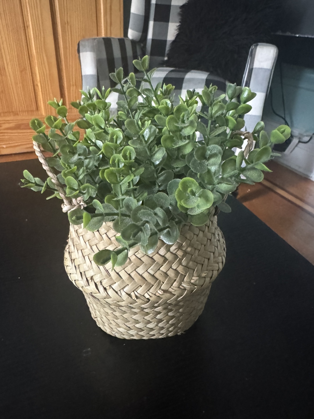Small Artificial Plant in Woven Basket