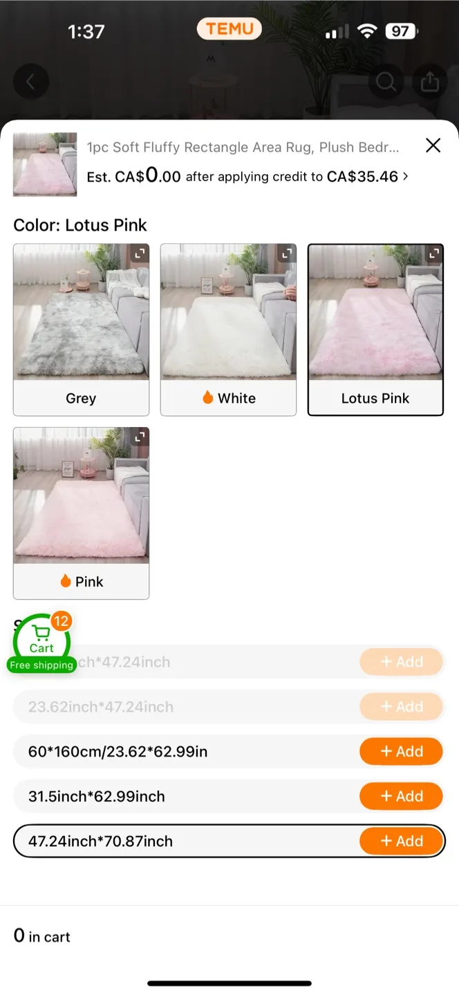 🧡Soft Fluffy Area Rug - Lotus Pink 47x70in image indicator(2)