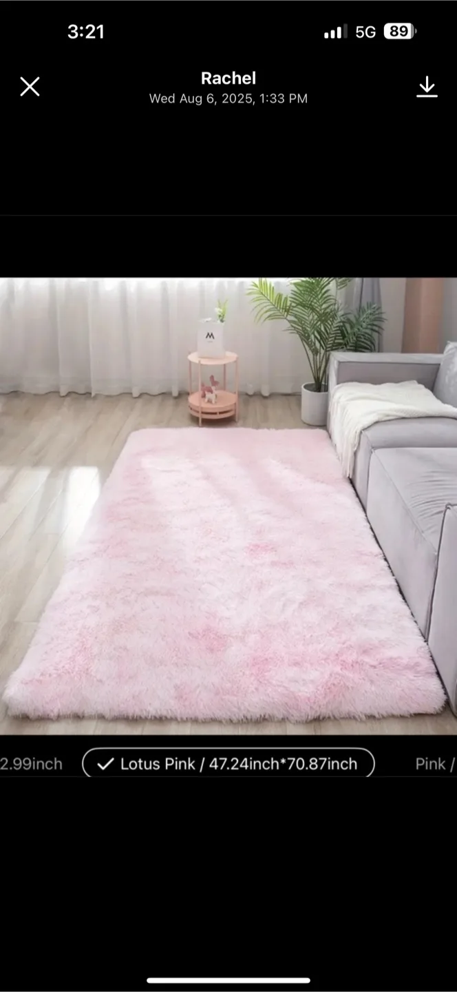 🧡Soft Fluffy Area Rug - Lotus Pink 47x70in thumbnail