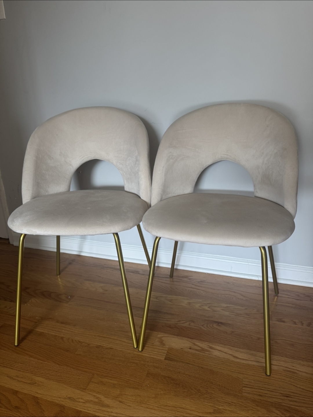 Velvet Beige Dining Chairs (Set of 2)