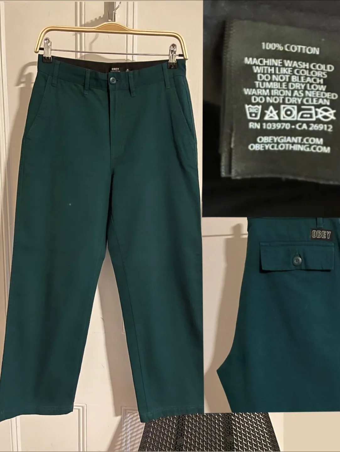 Obey Teal Wide Leg Pants Women��’s 27 thumbnail