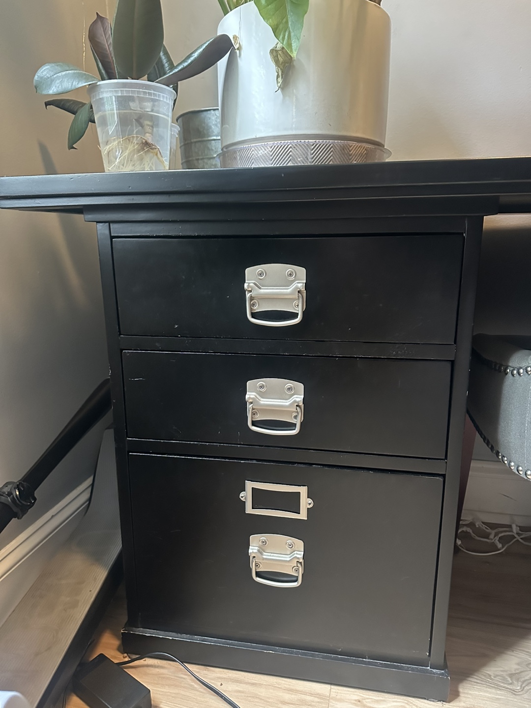 Black Desk with File Cabinets - photo 3