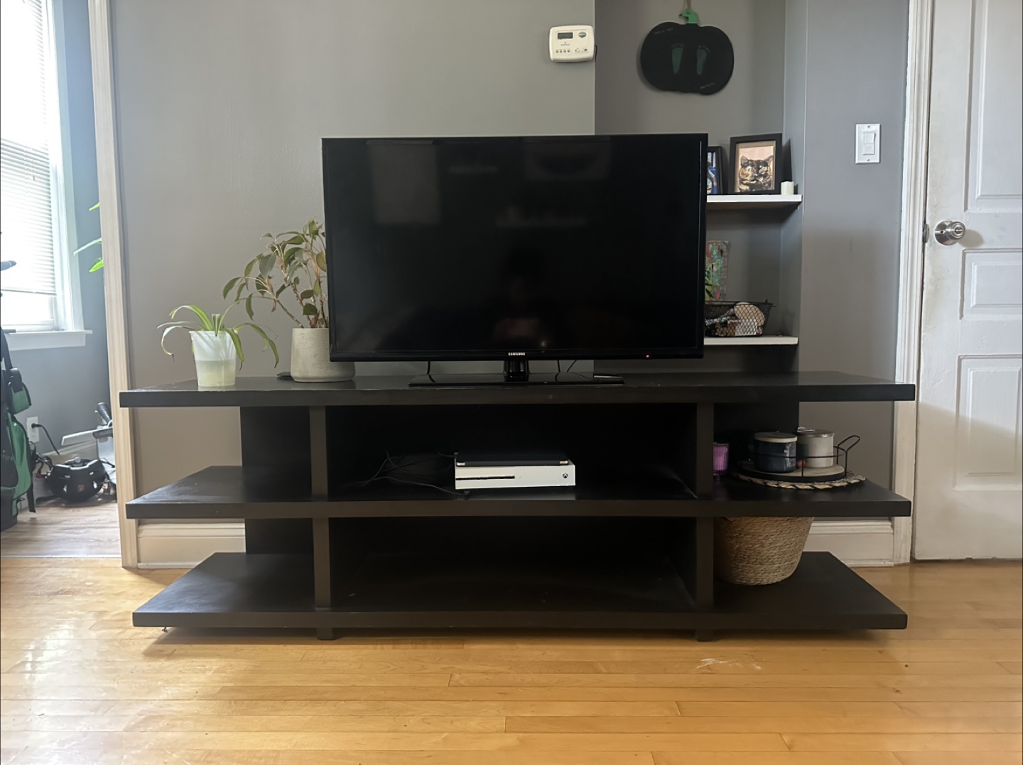 Black TV Stand with Shelves