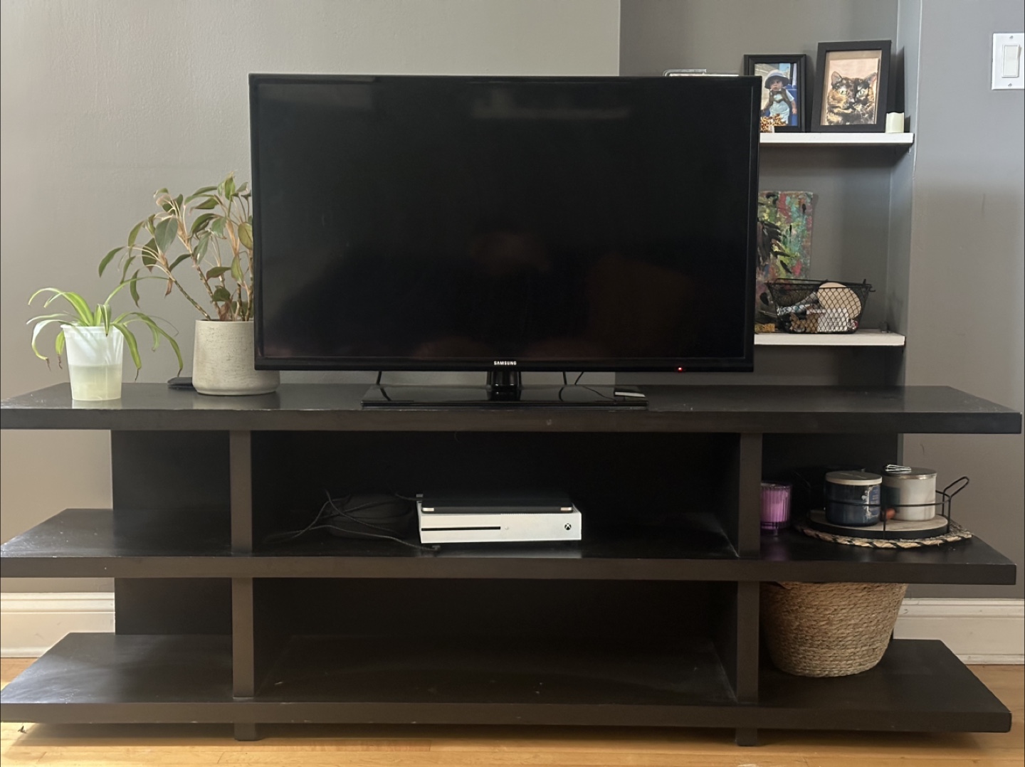 Black TV Stand with Shelves - photo 5