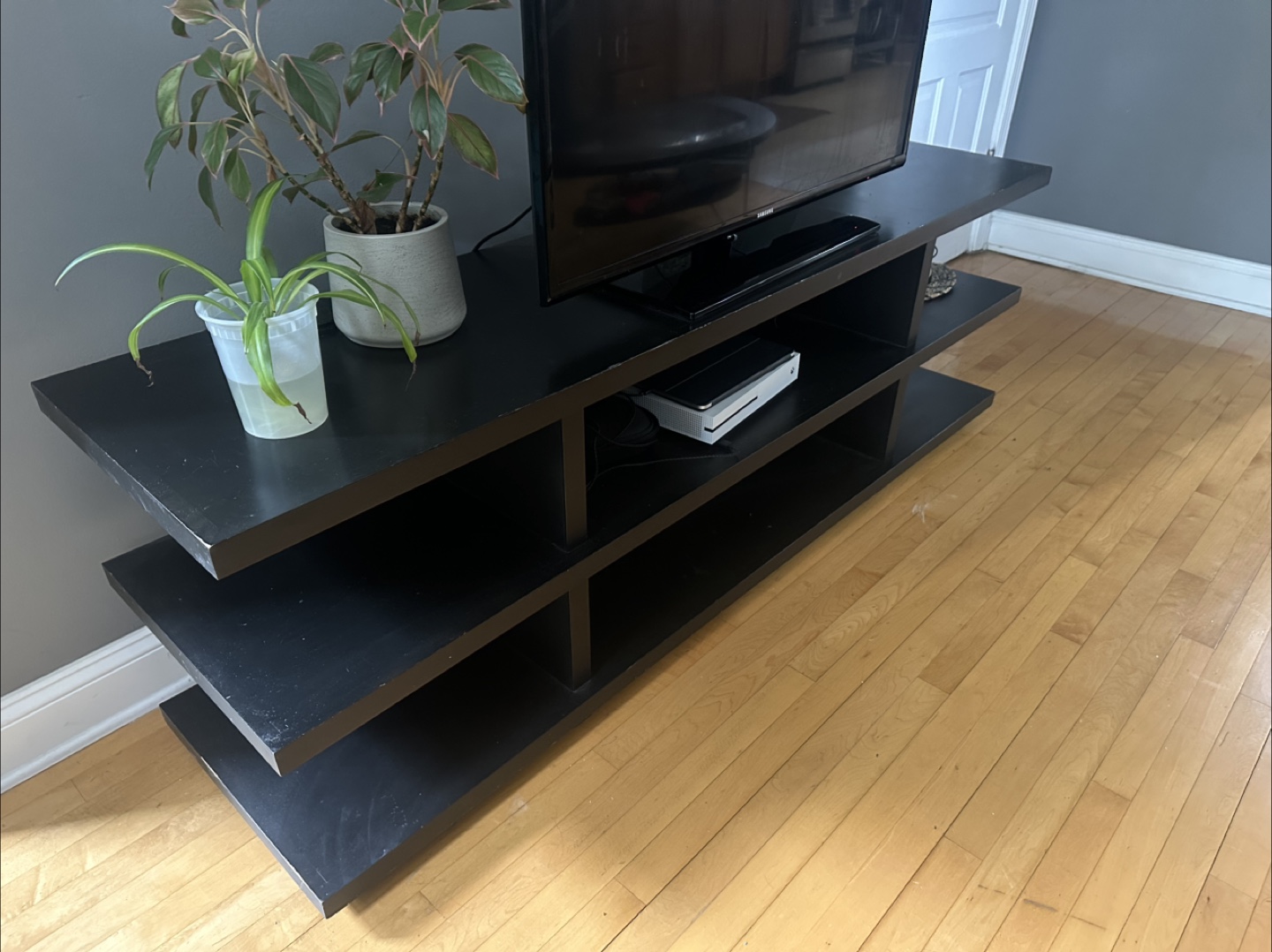 Black TV Stand with Shelves - photo 2