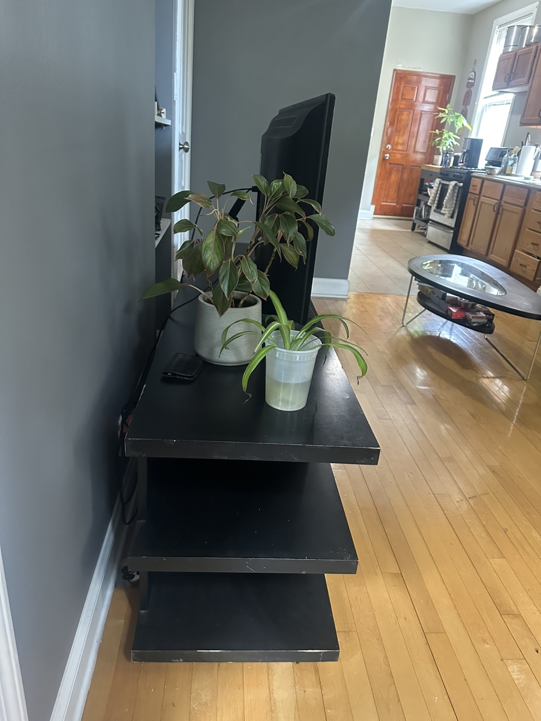 Black TV Stand with Shelves - photo 4