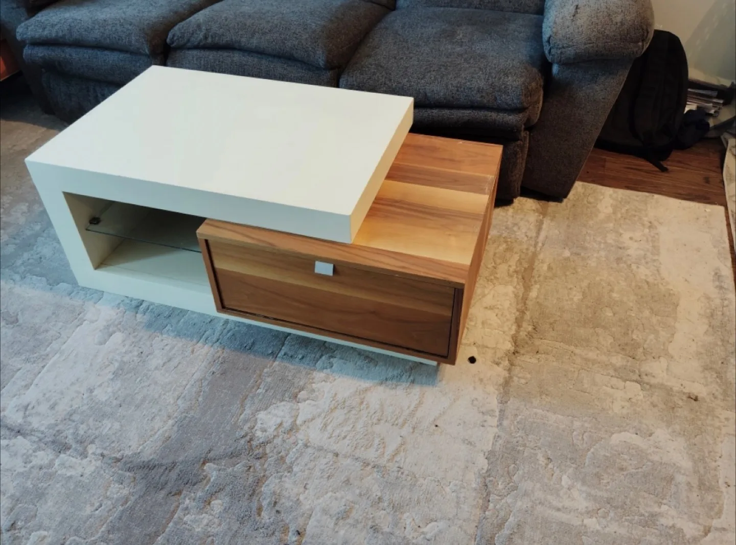 Modern White & Wood Coffee Table thumbnail