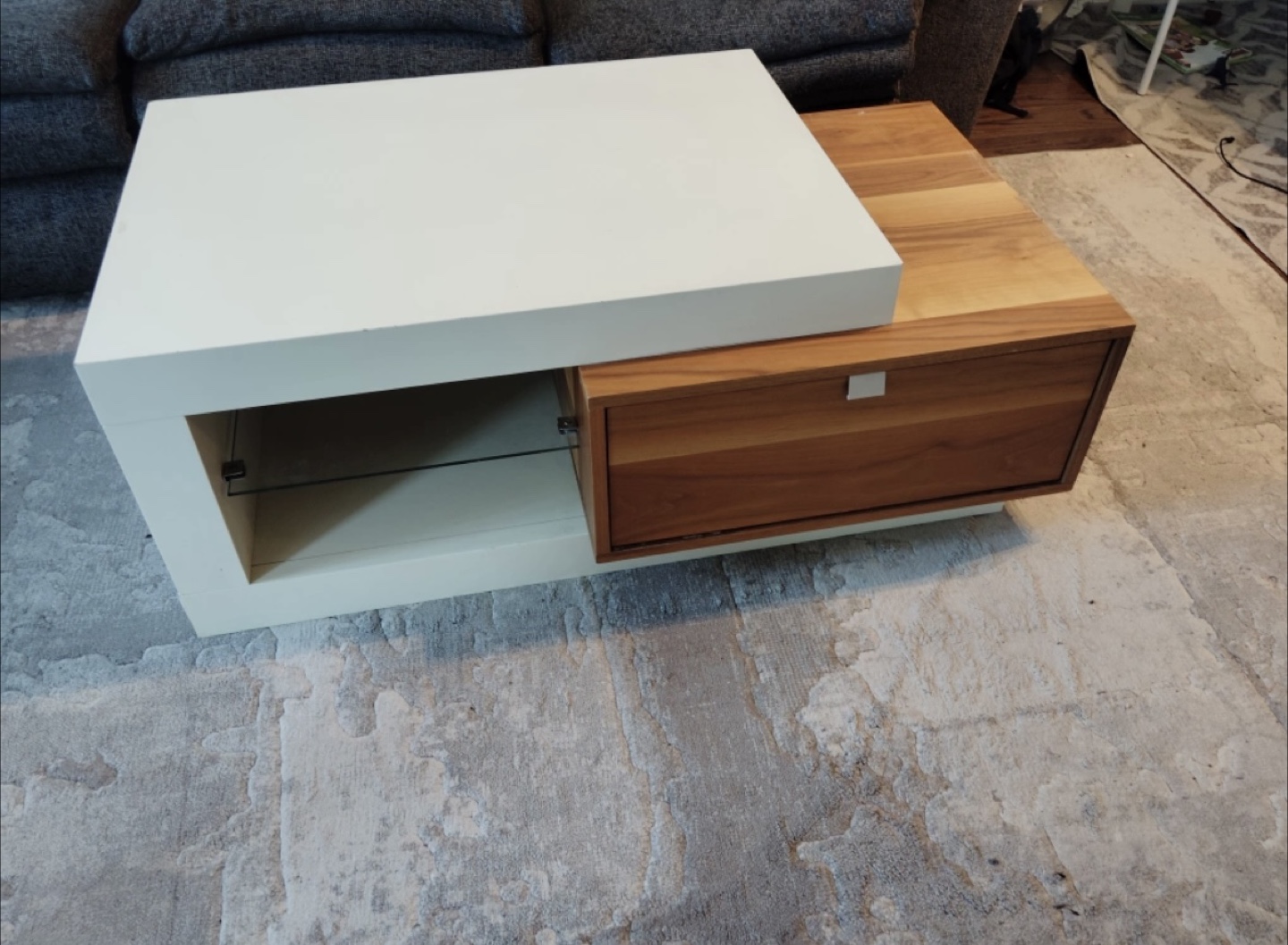 Modern White & Wood Coffee Table - photo 2