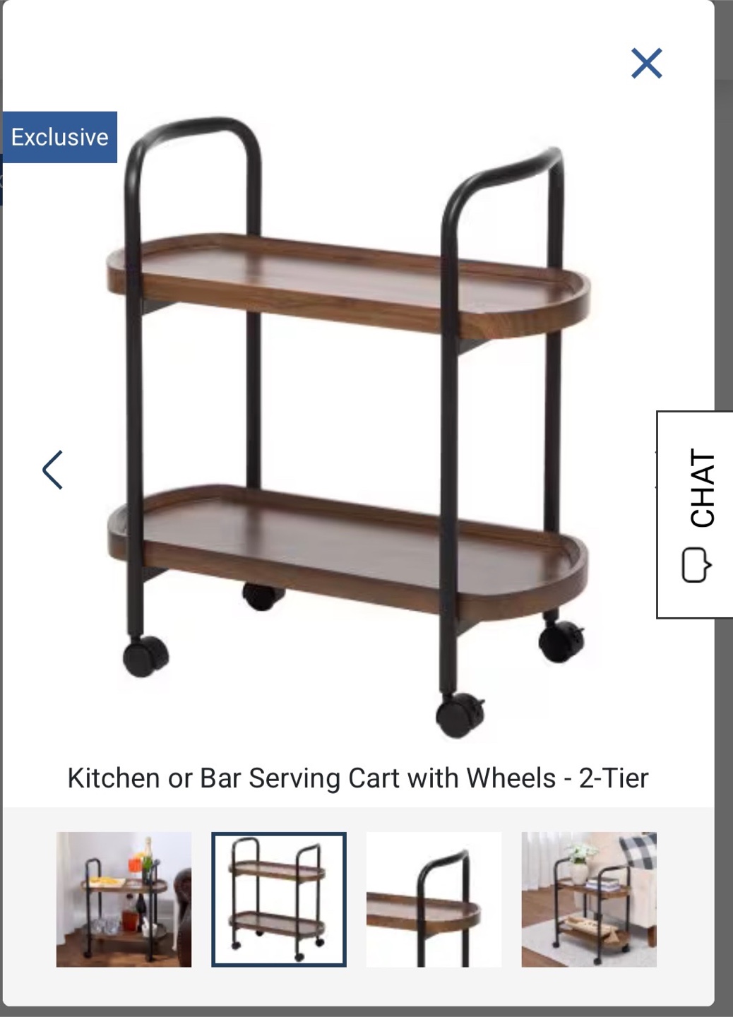 Bar Cart with Wheels - 2 Tier - NEW