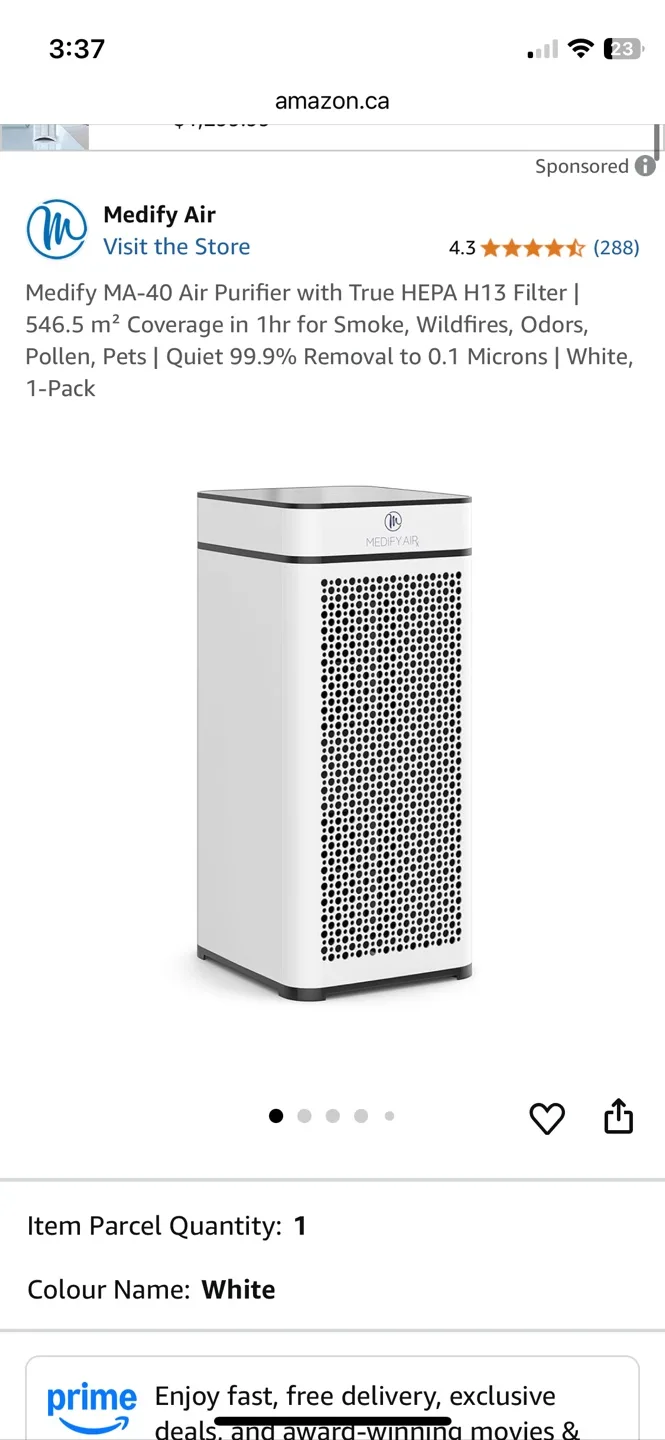Medify Air MA-40 Air Purifier - White thumbnail