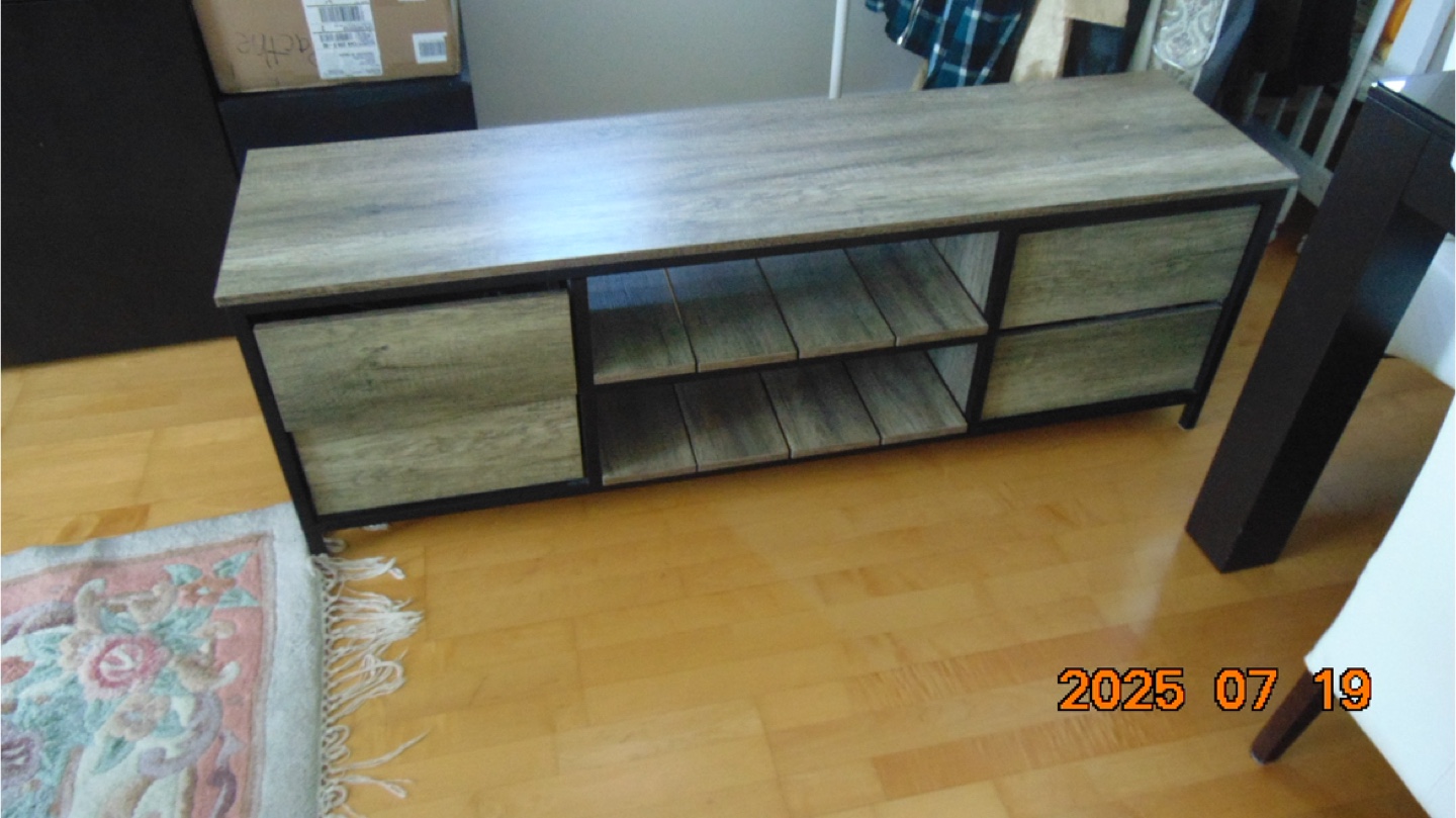 Odense TV bench Wood & metal with Drawers - photo 4
