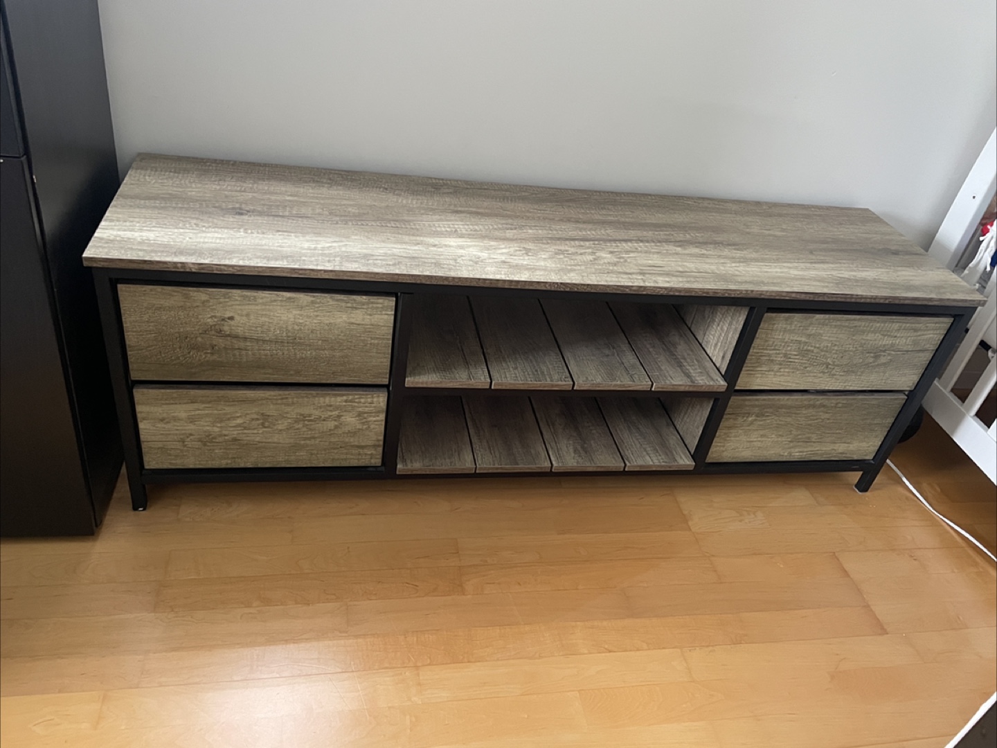 Odense TV bench Wood & metal with Drawers