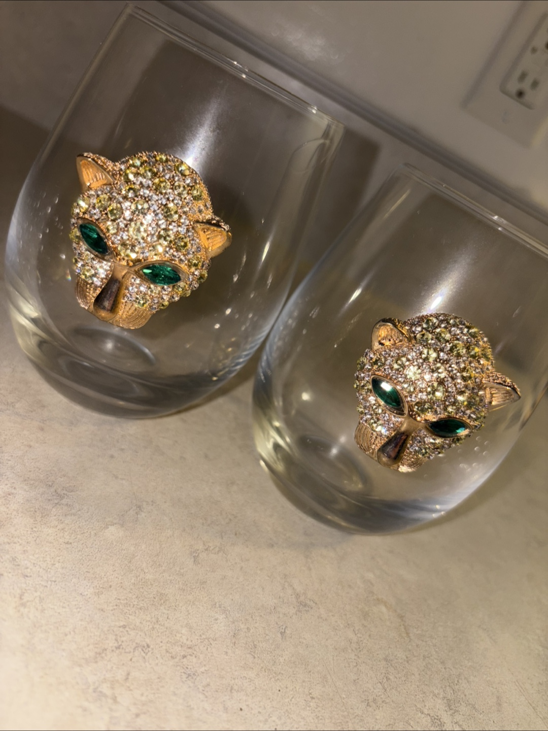 Glasses with Panther Head Decor