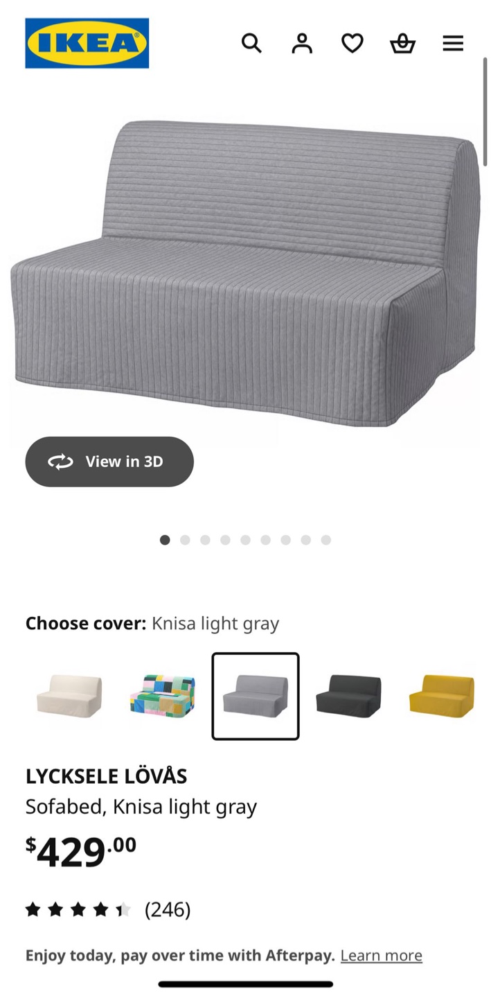 IKEA LYCKSELE LÖVÅS Sofa Bed - Knisa Light Gray - photo 3