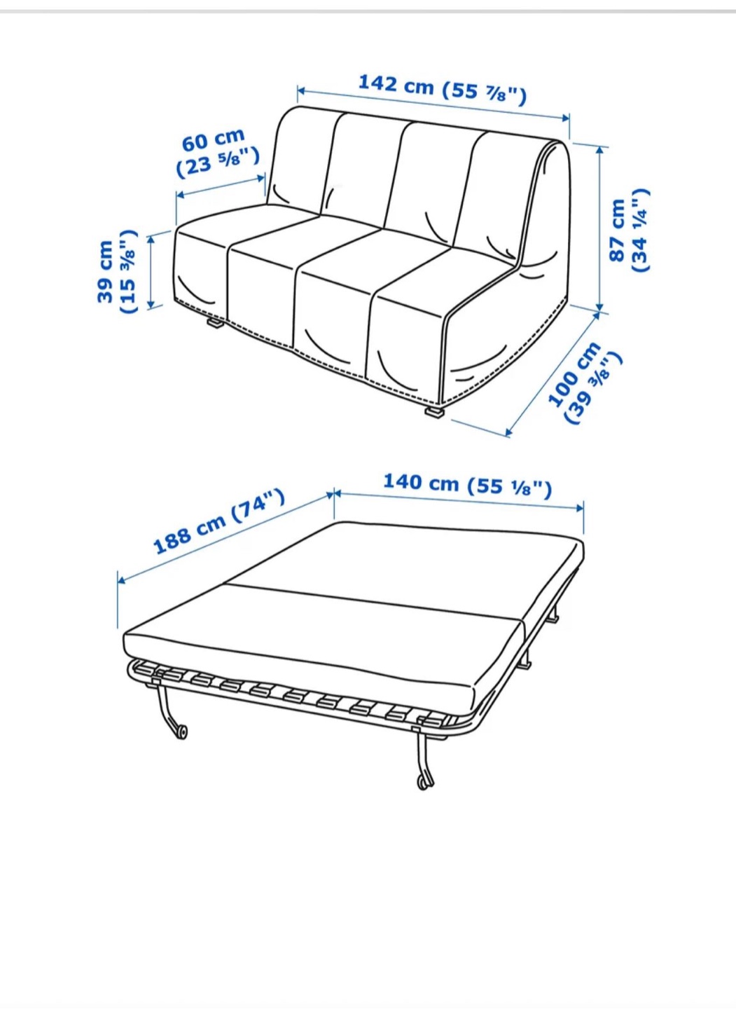 IKEA LYCKSELE LÖVÅS Sofa Bed - Knisa Light Gray - photo 2