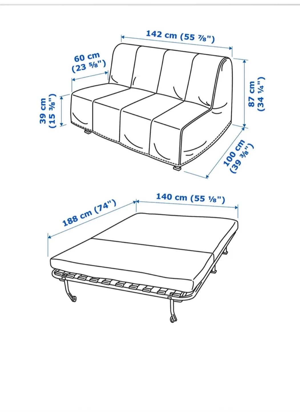 IKEA LYCKSELE LÖVÅS Sofa Bed - Knisa Light Gray image indicator(2)