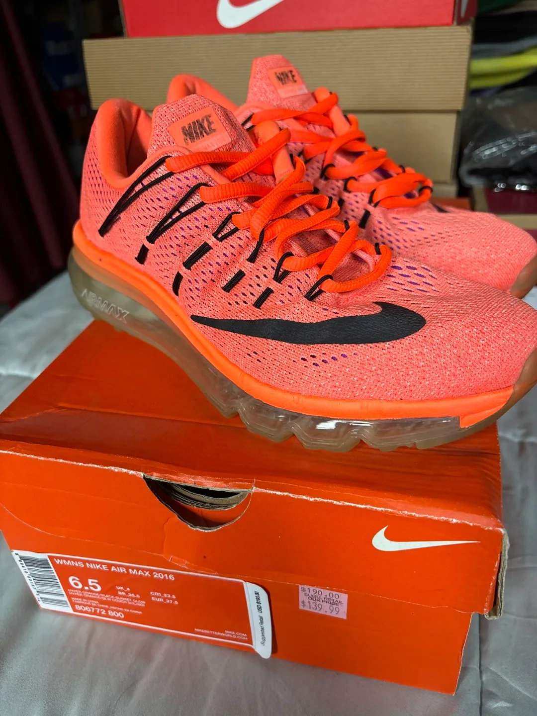 Nike Air Max 2016 Orange Women's Size 6.5 thumbnail