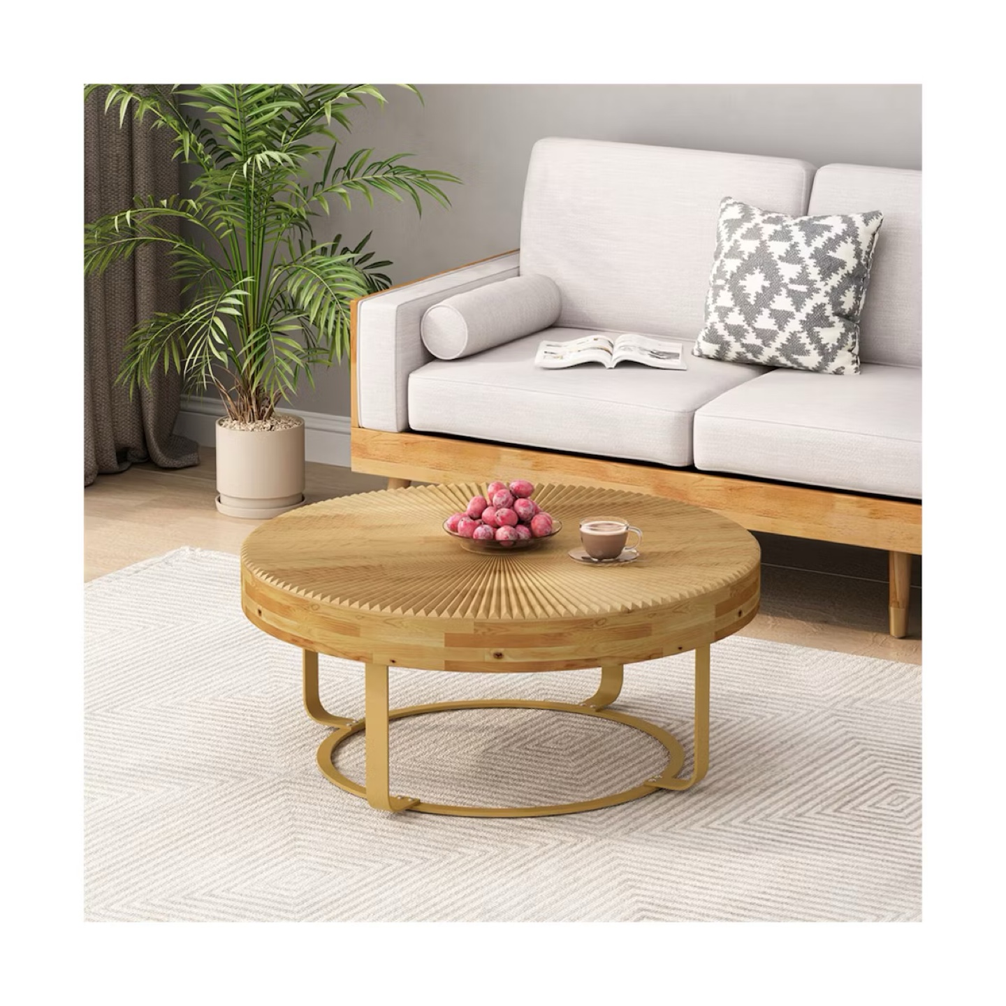 Center Tables, Modern Round Coffee Table Wooden - photo 2