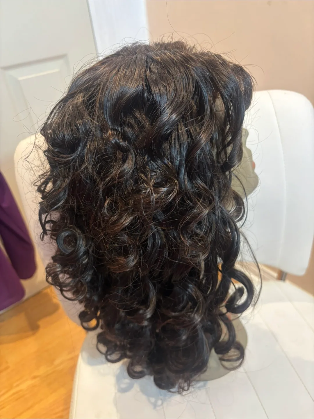 Real Human Hair Curly Dark Brown Wig thumbnail
