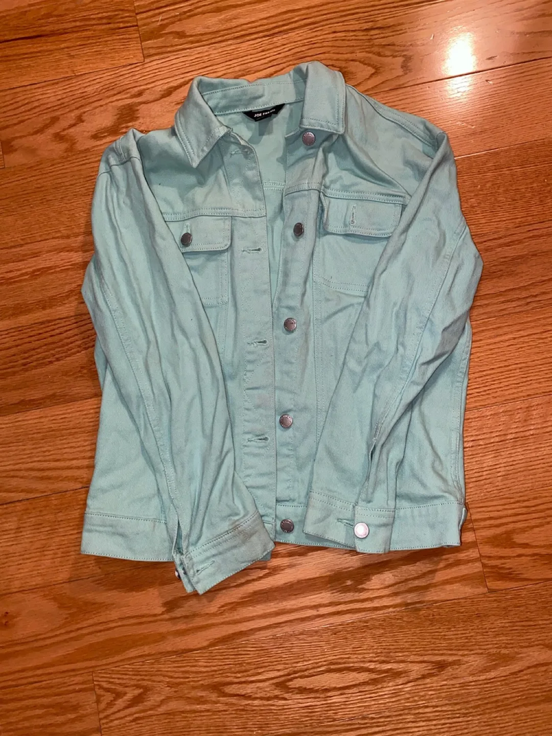 Child’s Large Joe Fresh Mint Green Denim Jacket thumbnail