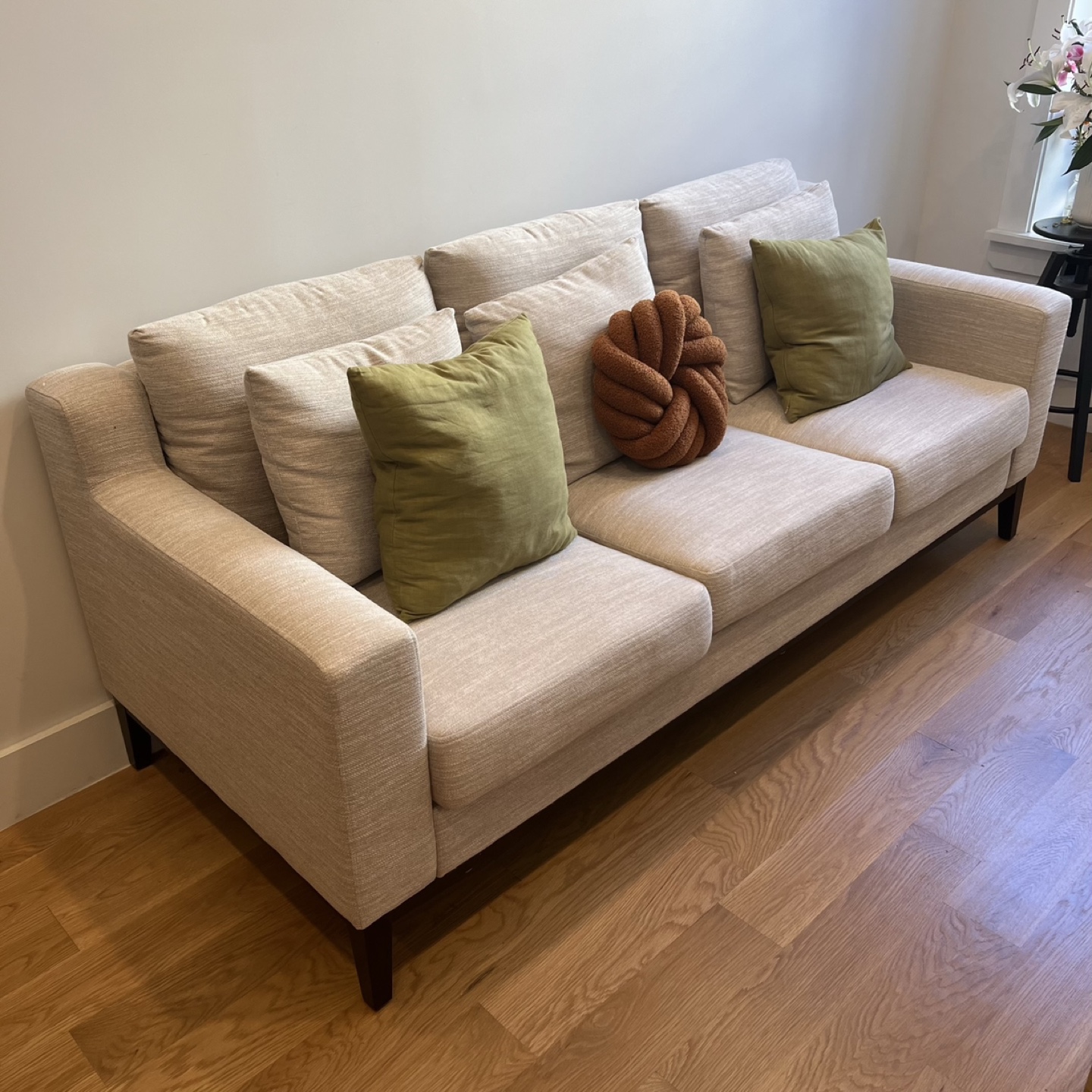 Beige 80" Square Arm Sofa - photo 2