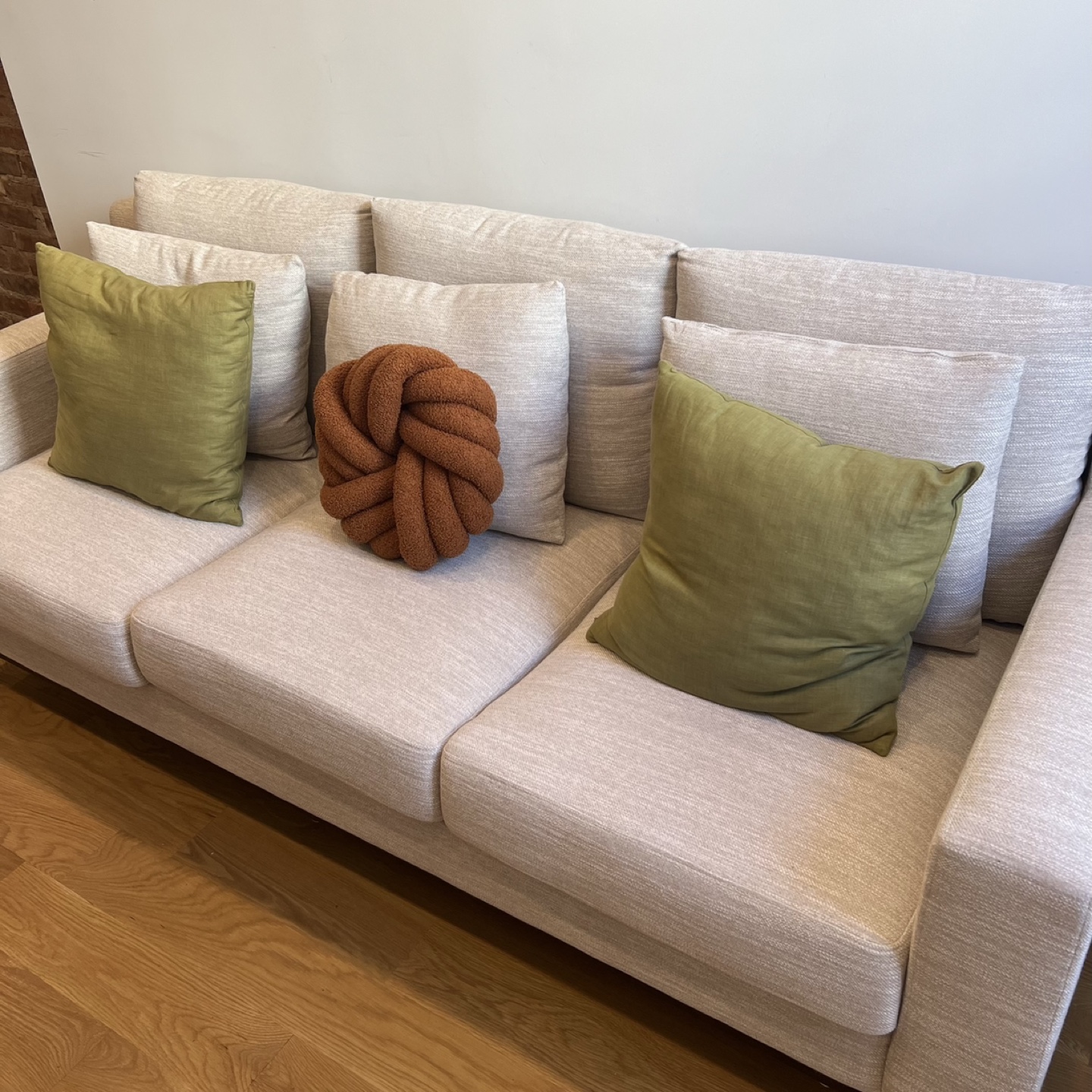 Beige 80" Square Arm Sofa