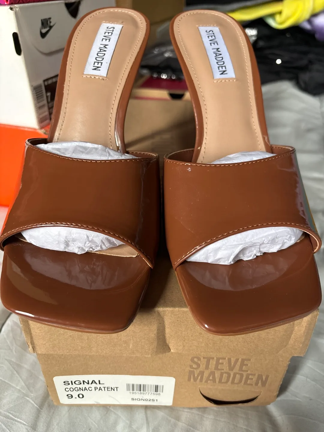 Steve Madden Signal Cognac Patent Heels - Size 9 thumbnail