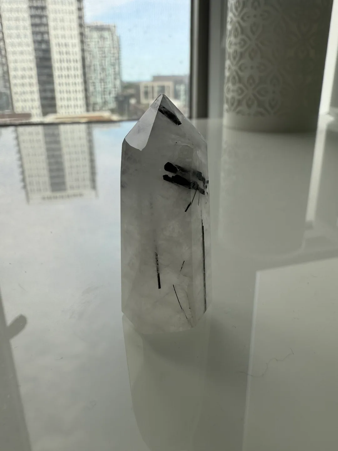 Tourmalinated Quartz small Crystal Tower thumbnail