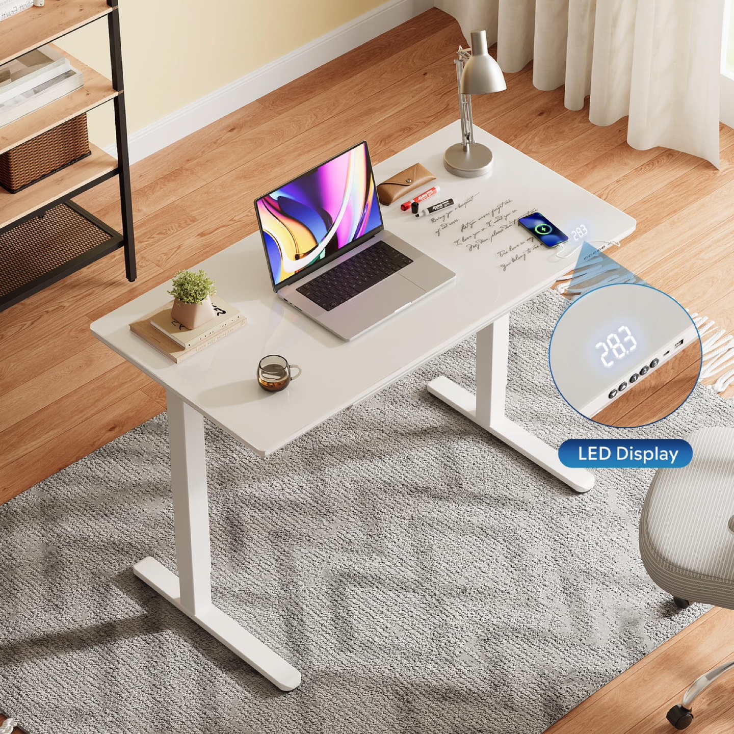 DEVAISE Standing Desk with Drawers, Whole-Piece Glass - photo 3