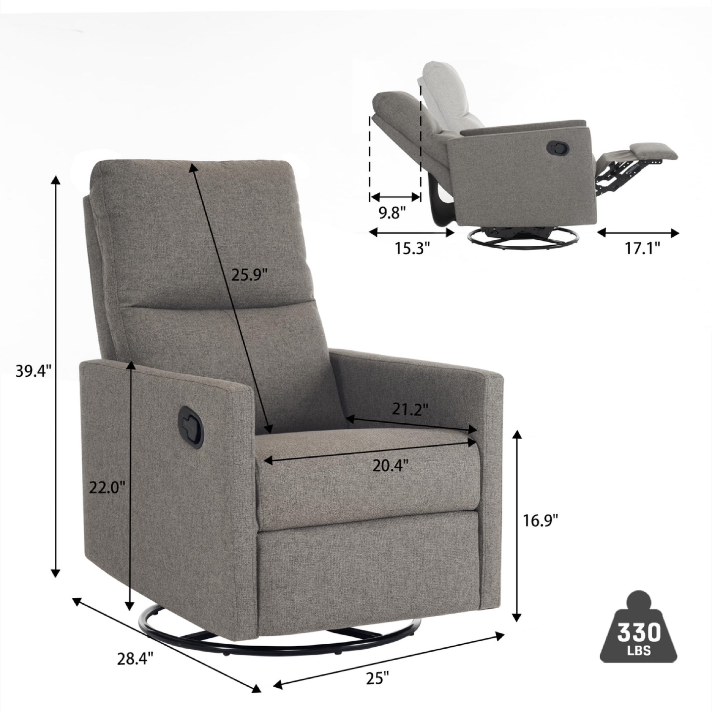 Ketaiyou Swivel Rocking Recliner Chair for Adults - photo 2