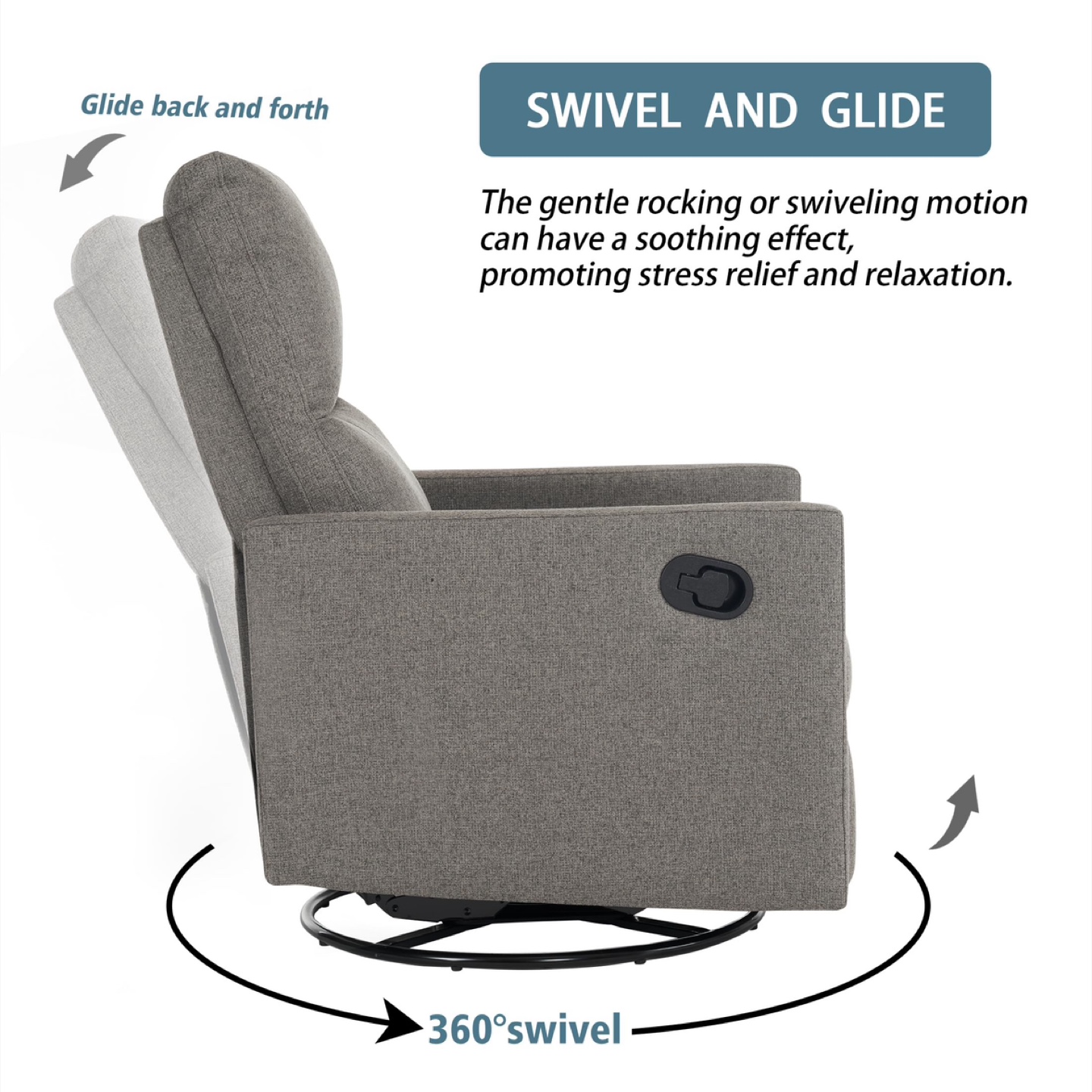 Ketaiyou Swivel Rocking Recliner Chair for Adults - photo 3
