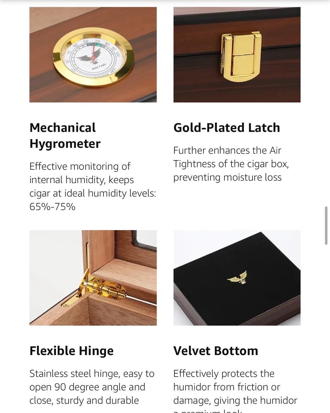 Bald Eagle / Cigar Humidor Box with Hygrometer image indicator(6)