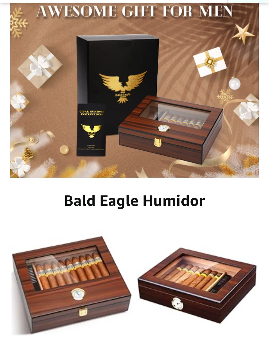 Bald Eagle / Cigar Humidor Box with Hygrometer image indicator(7)
