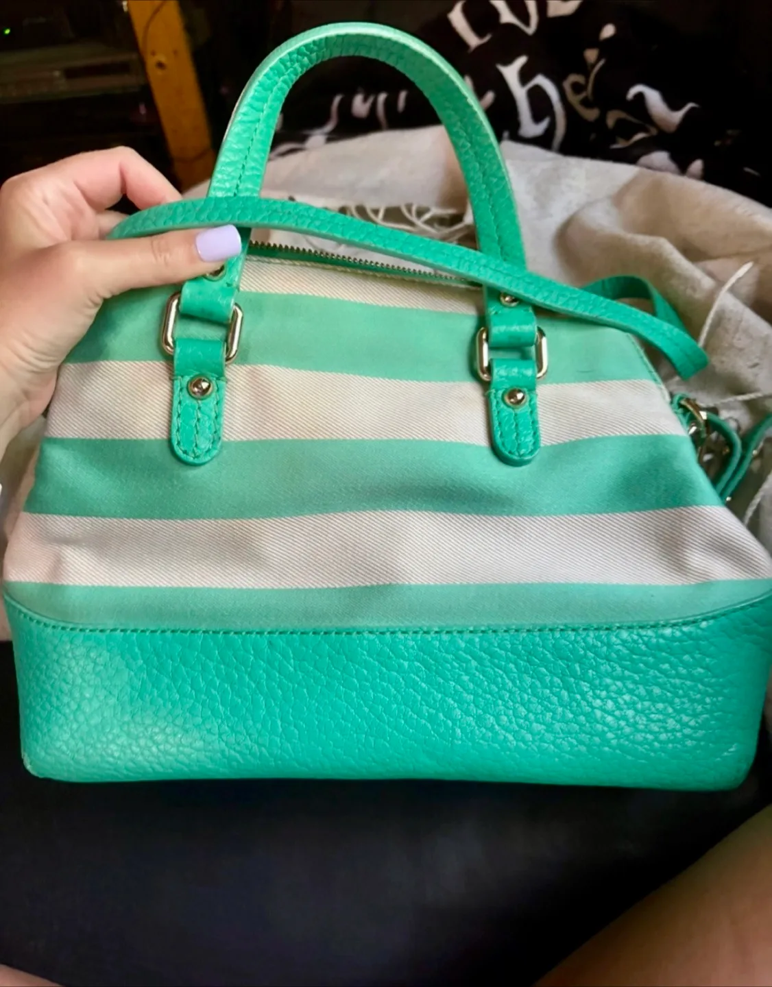 Kate Spade Satchel Bag - Green & White image indicator(5)