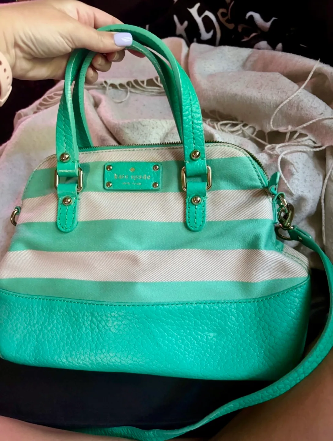 Kate Spade Satchel Bag - Green & White image indicator(2)
