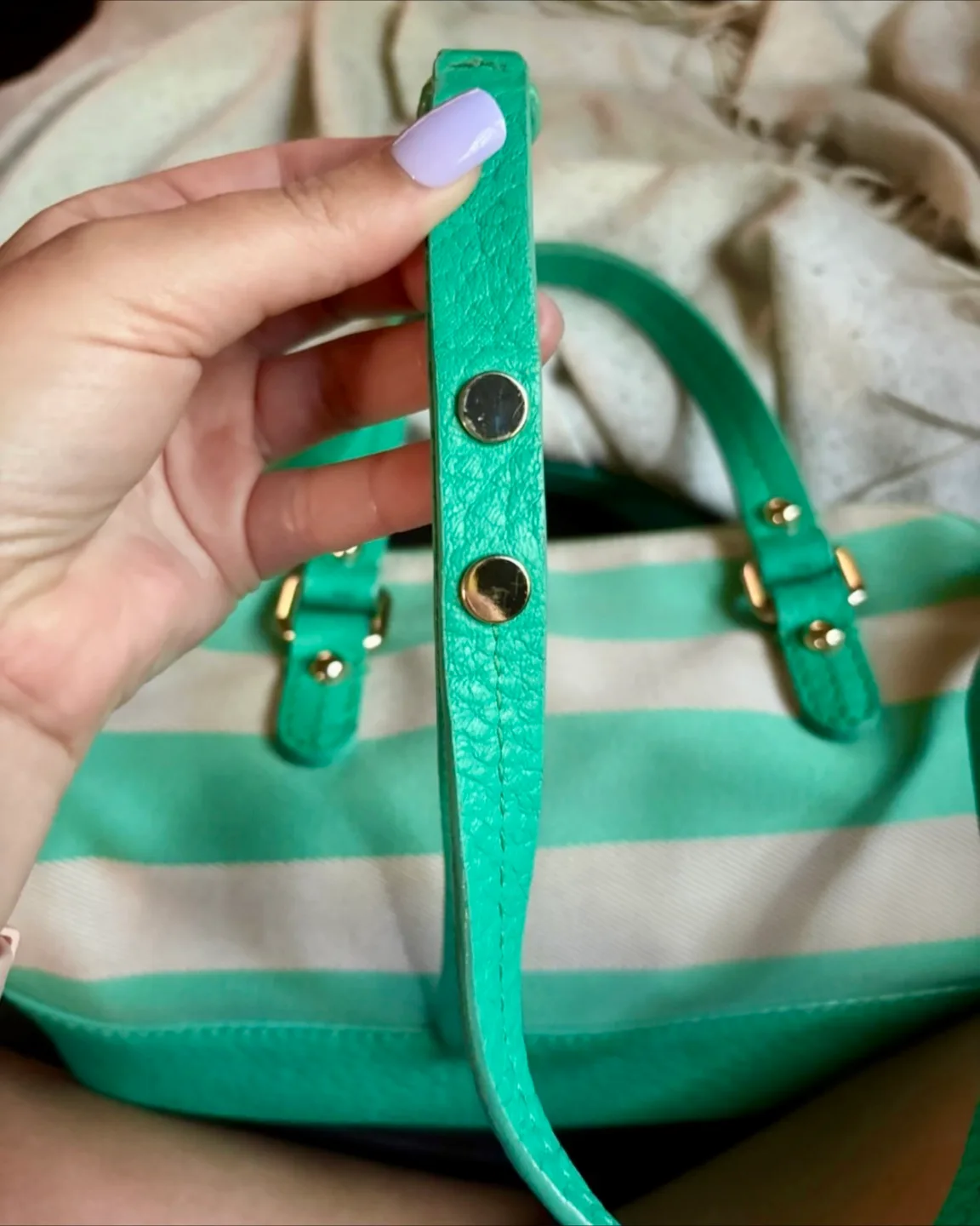 Kate Spade Satchel Bag - Green & White image indicator(7)