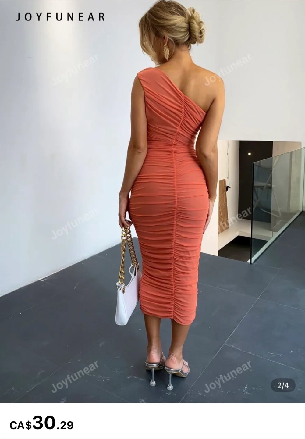 Joyfunear One Shoulder Ruched Dress thumbnail