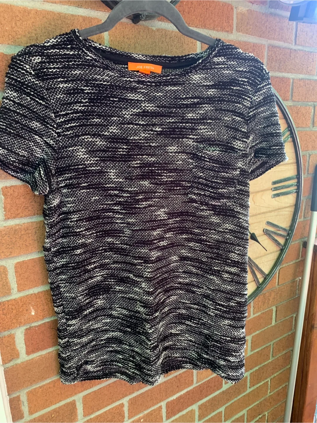 Joe Fresh Black & White Knit Top - Size M thumbnail