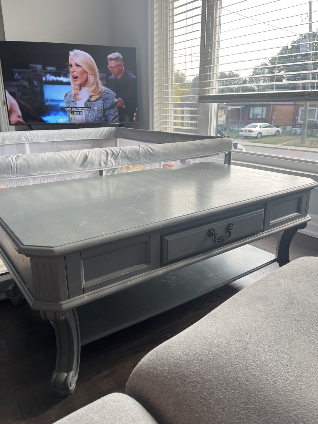 Grey Coffee Table with Drawer