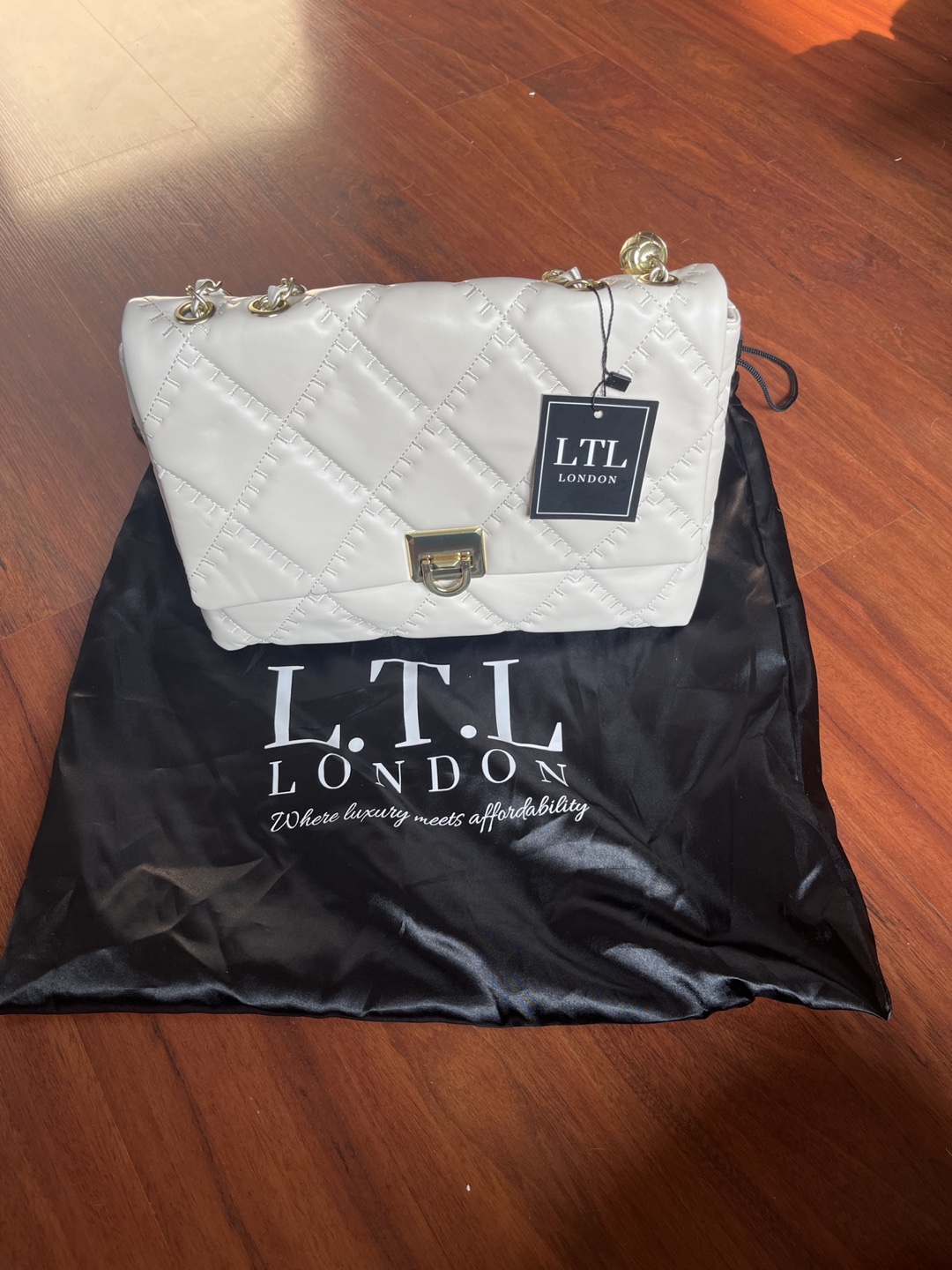 LTL London Quilted Chain Bag - Ivory