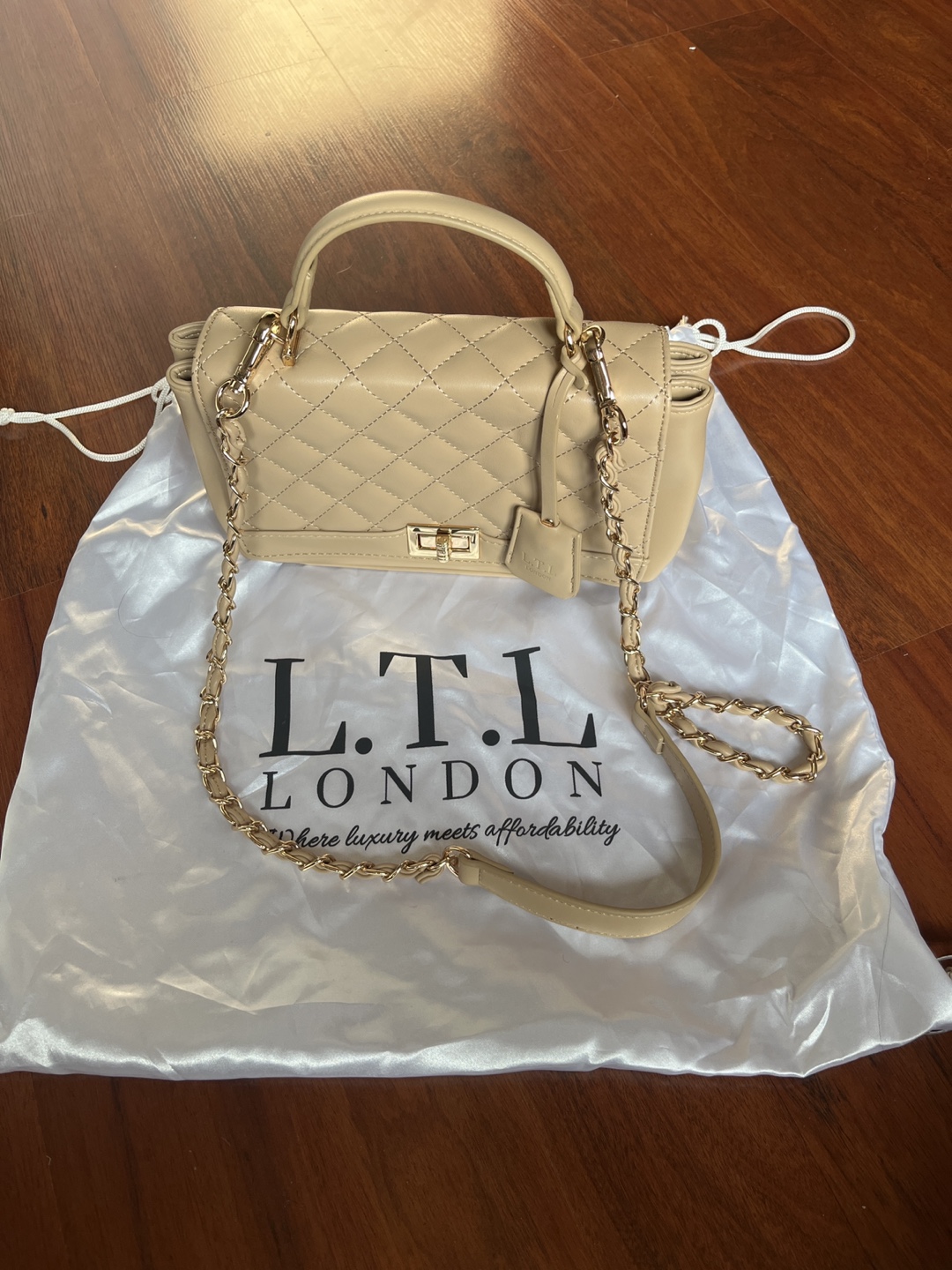 LTL London Quilted Beige Handbag