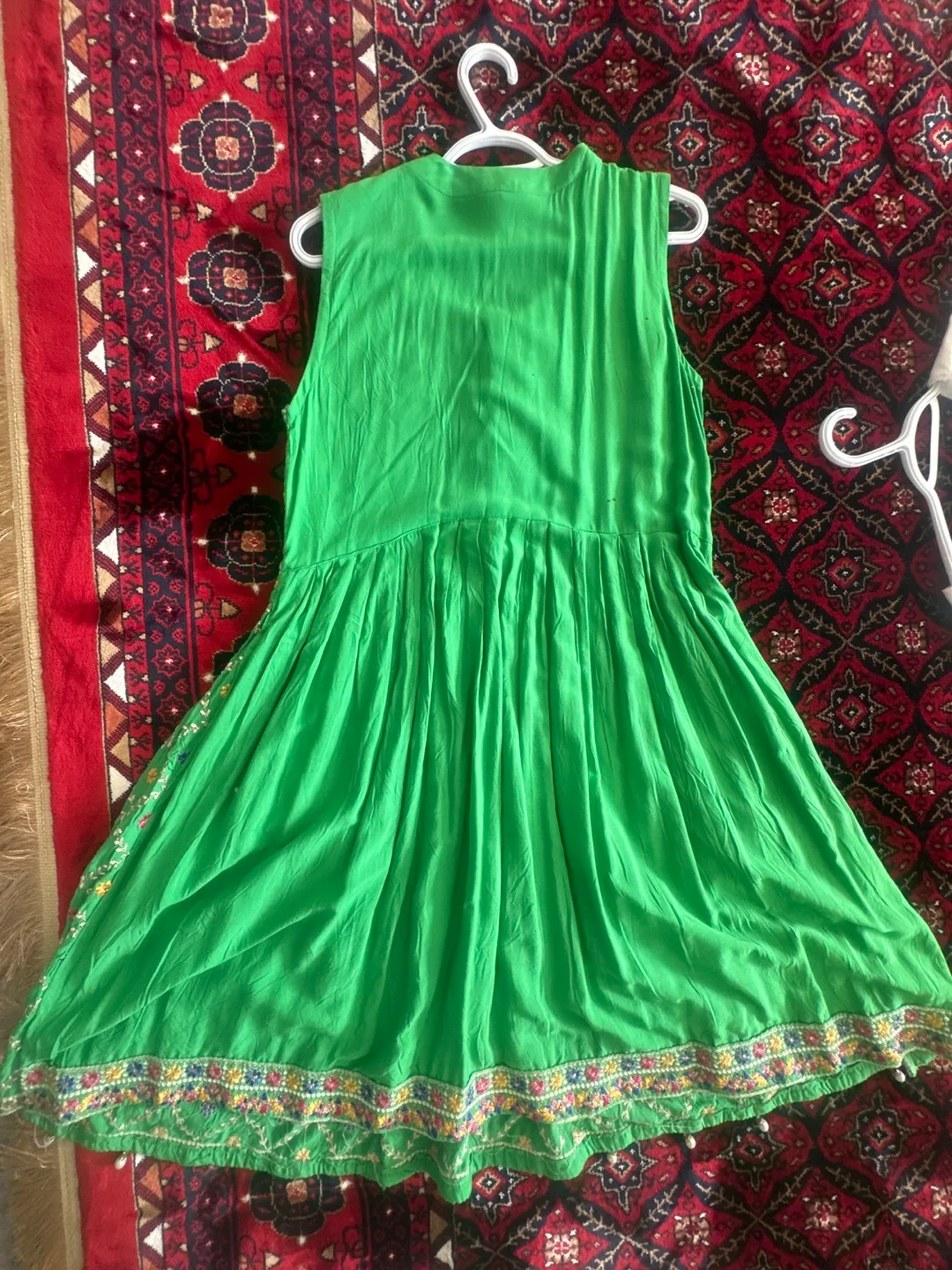 Green Embroidered Dress and White Pants image indicator(2)